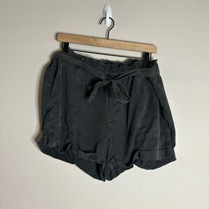 Aerie Paper Bag Tie Waist Charcoal Gray Shorts Size L